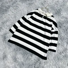 .【chambre de charme】シャンブルドゥシャーム  襟付きカットソー  七分袖  ボーダー柄  (F)  カジュアル  一点もの  レディース  白系  ホワイト【送料無料】のサムネイル