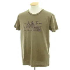 【中古】【未使用】アバクロンビー アンド フィッチ Abercrombie & Fitch ガーメントダイ コットン クルーネック 半袖Ｔシャツ オリーブ【サイズS】【メンズ】