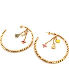 【鑑定済み】正規品 ルイヴィトン LOUIS VUITTON M65481 クレオール・スウィートモノグラム フープ ピアス メタル ピンク