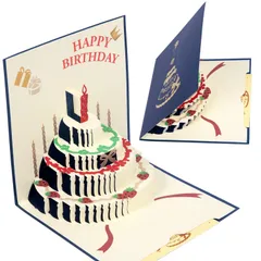 【在庫処分】3D birthday おしゃれ card ポップアップバースデーカード グリーティングカード 大人 飛び出す 立体 封筒付き 誕生日カード (D) バースデーカード