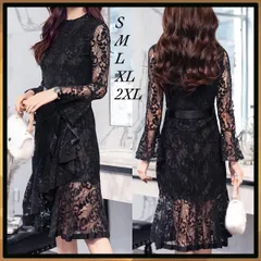 ワンピース ドレス 総レース フレア フォーマル 膝丈ワンピース フレアワンピース パーティドレス 　 フォーマルワンピ  総レース　 お呼ばれ 結婚式 二次会  披露宴  謝恩会