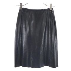 フォクシーニューヨーク フェイクレザー スカート 38 ブラック系 FOXEY NEW YORK バックジップ レディース 【中古】  【230801】