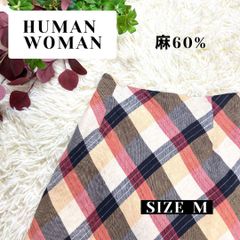 HUMAN WOMAN ヒューマンウーマン スカート チェック柄 麻 M