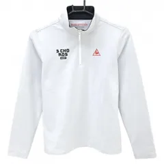 【超美品】ルコックゴルフ 長袖ハイネックシャツ ライトグレー ハーフジップ ロゴ刺しゅう  レディース L ゴルフウェア le coq sportif