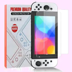 【2024年夏更新モデル】switch 有機el ガラスフィルム 用 Sungale 2枚入り 新型switch 有機elモデル Switch oled 画面 保護フィルム 日本硝子素材 9H 硬度 2.5Dラウンドエッジ加工 画面保護フィルム 全面保護 指紋