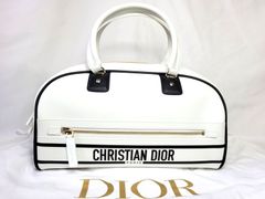 ディオール ヴァイブ ボウリングバッグ ミディアム ハンドバッグ ショルダー 2WAY ホワイト Vibe Christian Dior