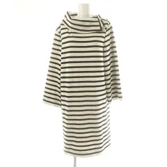 ケイトスペード KATE SPADE ボーダーハートボタンワンピース チュニック 膝丈 長袖 M ブラック オフホワイト /DO ■OS