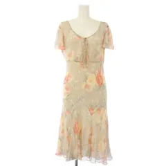 ラルフローレン RALPH LAUREN ワンピース シルク 花柄 半袖 ひざ丈 9 ベージュ WMBLDRSS3A00072 /TK