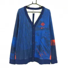 【超美品】ナイキ カーディガン ネイビー×レッド 総柄 DRI-FIT メンズ XL ゴルフウェア NIKE