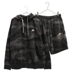 NIKE (ナイキ) カモ柄 スウェットセットアップ パーカー ショーツ ハーフパンツ 迷彩 ブラック BV2821-021 BV2839-021