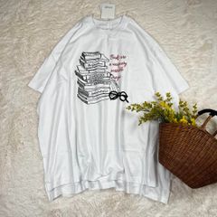 新品 ビッグTシャツ オーバーサイズ BOOK コットン ホワイト フリー