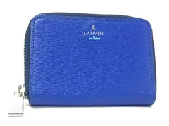 ■美品■ LANVIN en Bleu ランバンオンブルー レザー コインケース コインパース 小銭入れ カード入れ メンズ ブルー系 DK5899