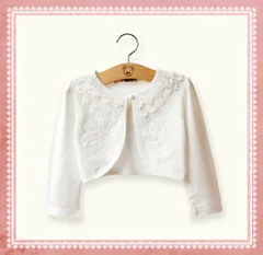 レースボレロ　キッズ　カーディガン　白　 子供用　女の子　ドレス　上着