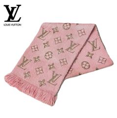 LOUIS VUITTON ルイヴィトン エシャルプ ロゴマニアシャイン シルク混 ウールマフラー ローズバレリーヌ M70466 ピンク