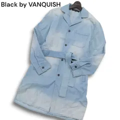 Black by VANQUISH ヴァンキッシュ 通年 USED加工★ ベルト付き デニム シングル コート ライトアウター Sz.S メンズのサムネイル