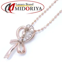 ハートリボン ネックレス ダイヤモンド0.04ct K10PG ピンクゴールド/75361【中古】【FJ】のサムネイル