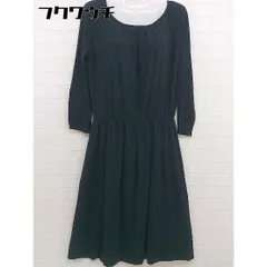 ◇ HUMAN WOMAN ヒューマンウーマン 長袖 膝丈 ワンピース サイズM ネイビー レディース  【1110060005972】