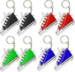 Saki&Masa キーホルダー スポーツ カジュアル キーチェーン 8個セット プレゼント 景品に最適 バスケットシューズ(黒 赤 青 緑 各2色)