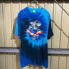 394 PORT&COMPANY 半袖 プリントTシャツ L ブルー タイダイ バックプリント シャーク 古着卸 アメリカ仕入