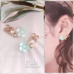水色 桜❀.*･ﾟピアスorイヤリング♪ハンドメイド