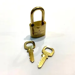 ルイ・ヴィトン（LOUISVUITTON）パドロック番号327　 南京錠+鍵2個　カデナ ゴールド色【中古】KB-9597