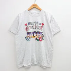 XL/古着 半袖 ビンテージ Tシャツ メンズ 90s MOM 花 ハート クルーネック 薄グレー 霜降り 24mar21 中古