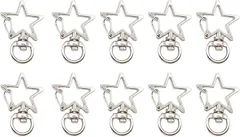 lulubelle キーホルダー金具 ハート・星・雲形 回転カン付き フック アクセサリーパーツ ハンドメイド用10個セット(星型　シルバー,  スタイル1)