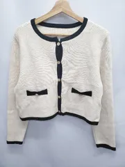 ◇ ⊇ BLUEEAST ブルーイースト 金ボタン 長袖 配色ニット カーディガン ベージュ ブラック レディース E  【1506250002324】