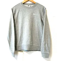 (^w^)b NIKE ナイキ コットン100% クルーネック スウェット トレーナー プルオーバー ロゴ刺繍 シンプル 長袖 トップス スポーティ ストリート カジュアル グレー メンズ 男性 サイズ M