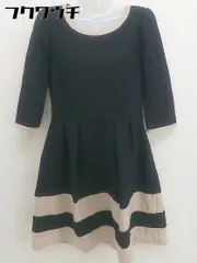 ◇ Debut de Fiore デビュー ド フィオレ 七分袖 膝丈 ワンピース サイズ38 ブラック ベージュ系 レディース  【中古】 【1110210005142】