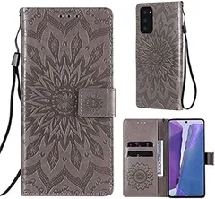DEMUXI Samsung Galaxy 手帳型ケース サイドマグネット PU合皮 カード収納 TPU ストラップ付き スタンド機能(グレー,  Samsung Galaxy S20 Plu)