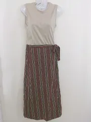 ◇ AZUL BY MOUSSY ストライプ ノースリーブ ロング ワンピース サイズS ベージュ ブラウン レディース  【中古】 【1207040003964】