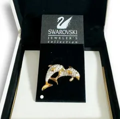 【美品 / 鑑定済】スワロフスキー Swarovski イルカ ピンバッジ