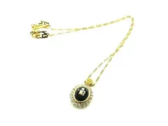 ■美品■ NINA RICCI ニナリッチ ラインストーン ネックレス ペンダント アクセサリー レディース ゴールド系×ブラック系 DF1478