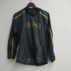 M8192 asics アシックスピステウェア 長袖シャツ Ｍサイズ ウォームアップ バレーボール Ⅴネック ブラック/ゴールド 袖口ゴムバンド ポリエステル