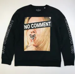 極美品★NO COMMENT PARIS・ノーコメント パリ ユニセックス コットン ビッグフォトプリント アイコンロゴ クルーネック スウェット トレーナー（L）