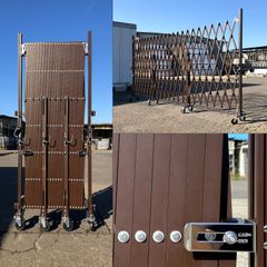 アルマックス EXG1870N-B アルミゲート（ブラウン） W7.0m×H1.9m 門扉 伸縮門扉 アルミ キャスターゲート クロスゲート アルミ (新古品) mer11