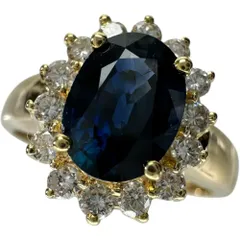 13号 サファイア（推定1ct程度） ダイヤモンド リング・指輪 K18ゴールド 18金  4.2g レディース 【中古】【真子質店】【NN】