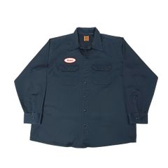 【USA製】BIG BEN ビッグベン 長袖 ワークシャツ ワッペン ネイビー XL相当