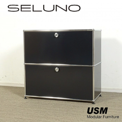 ◾︎SELUNO◾︎ 【展示超美品】USM Haller USMハラー  2段サイドボード ドロップダウンドア / ブラック 21万 v486