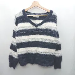 ◇ ⊇ CECIL McBEE セシルマクビー ボーダー 長袖 シャギー サイズM ネイビー レディース E  【1501160035349】