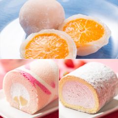 苺と桃 ロールケーキ セット ＆ みかん大福（冷凍便）