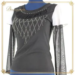 社交ダンス 衣装 スタンダード トップス レッスンウェア パーティー ラインストーン ブラック系 ホワイト系 黒 白 長袖 バイカラー レース 透け感 レディース ストレッチ しなやか フォーマル カジュアル モダン スタイリッシュ おしゃれ