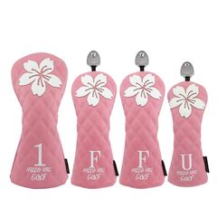 ゴルフヘッドカバー ドライバー DR 用 ウッド FW 用 ユーティリ ティ UT用カバー　4点セット　桜　サクラ