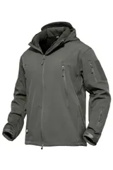 [CARRY ALL BEFORE ONE] 5XL ダークグレー マウンテンパーカー フード付 タクティカルジャケット ソフトシェル シャークスキン 多機能 軍用 TAD ジャンパー 高防水 [ダークグレー] [5XL Regular]