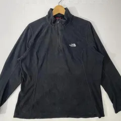 THE NORTH FACE　ザノースフェイス  ハーフジップアップ フリース アウトドア レディース ライトアウター ワンポイント 刺繍 オーバーサイズ ビッグシルエット ベトナム製 XLサイズ  ブラック レディース