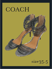COACH コーチ 　パンプス　オープントゥ　サンダル ヒール　 メタリック　100