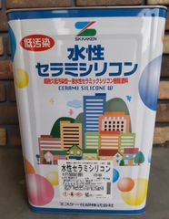 エスケー 水性セラミシリコン 16ｋｇ 日塗工番号25-80Ａ  つや有り グレー系 灰色 薄いグレー 一液 水性 内外装 壁 コンクリート モルタル サイディングボード 一斗缶 未開封