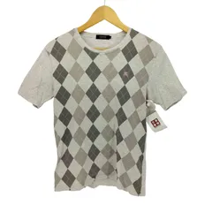 バーバリーブラックレーベル BURBERRY BLACK LABEL ロゴ刺繍 アーガイル柄 霜降り クルーネック Tシャツ レディース  2