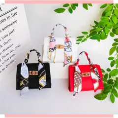 女性用シルクスカーフ付きシングルハンドバッグ,シンプルなショルダー,無地